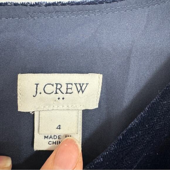 J Crew Blue Velvet Mini Dress Womens 4 Casual Fall Long Sleeve Classic Preppy - Picture 2 of 12